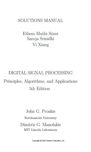 Solution Manual Digital Signal Processing Principles, Algorithms, and Applications (5th Edition) - Pdf